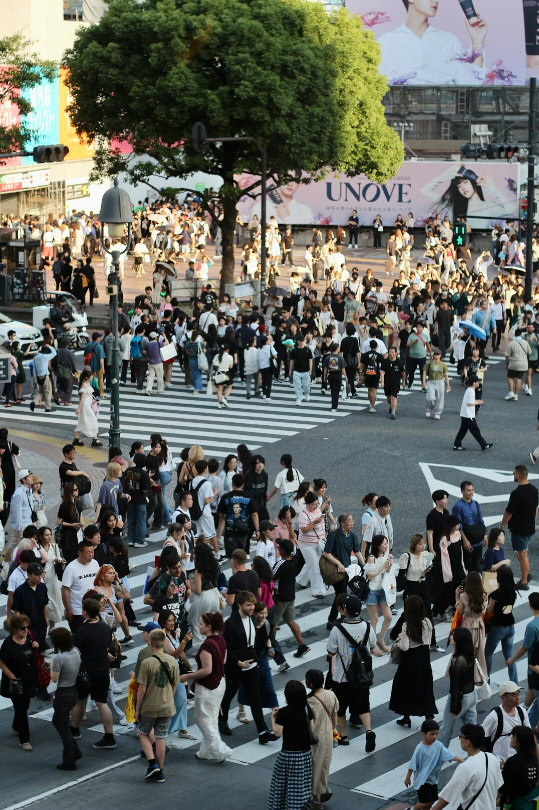 crowd in modern city