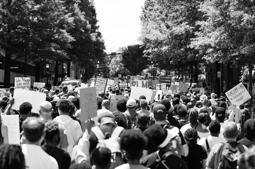 diverse crowd protesting