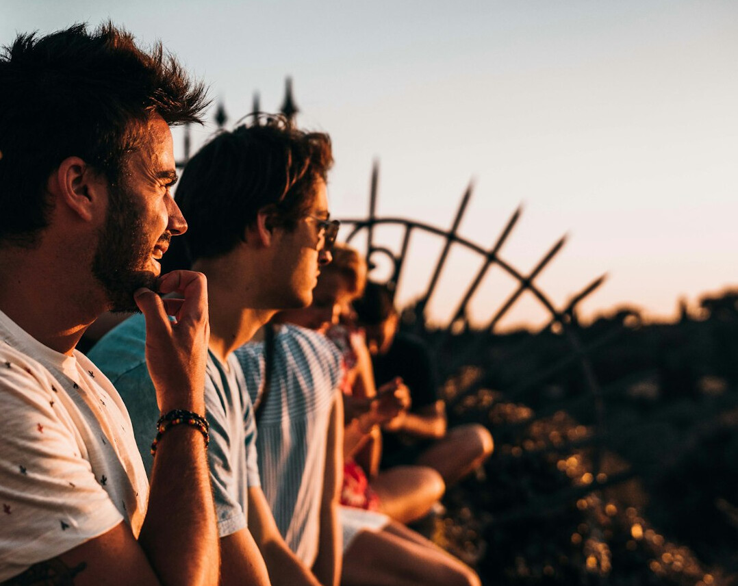 group of friends talking